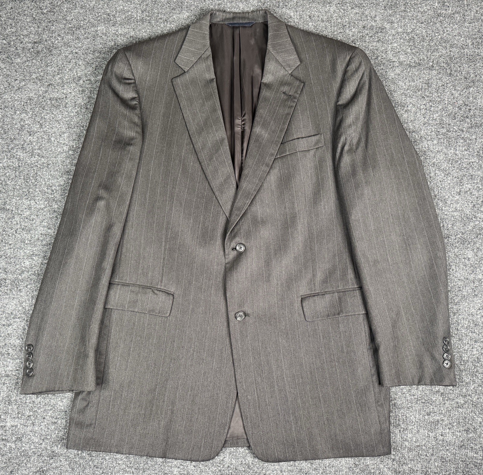 Burberry Men’s Blazer Jacket Jack Henry Pure Wool Woolmark Gray Pinstripes 46XL