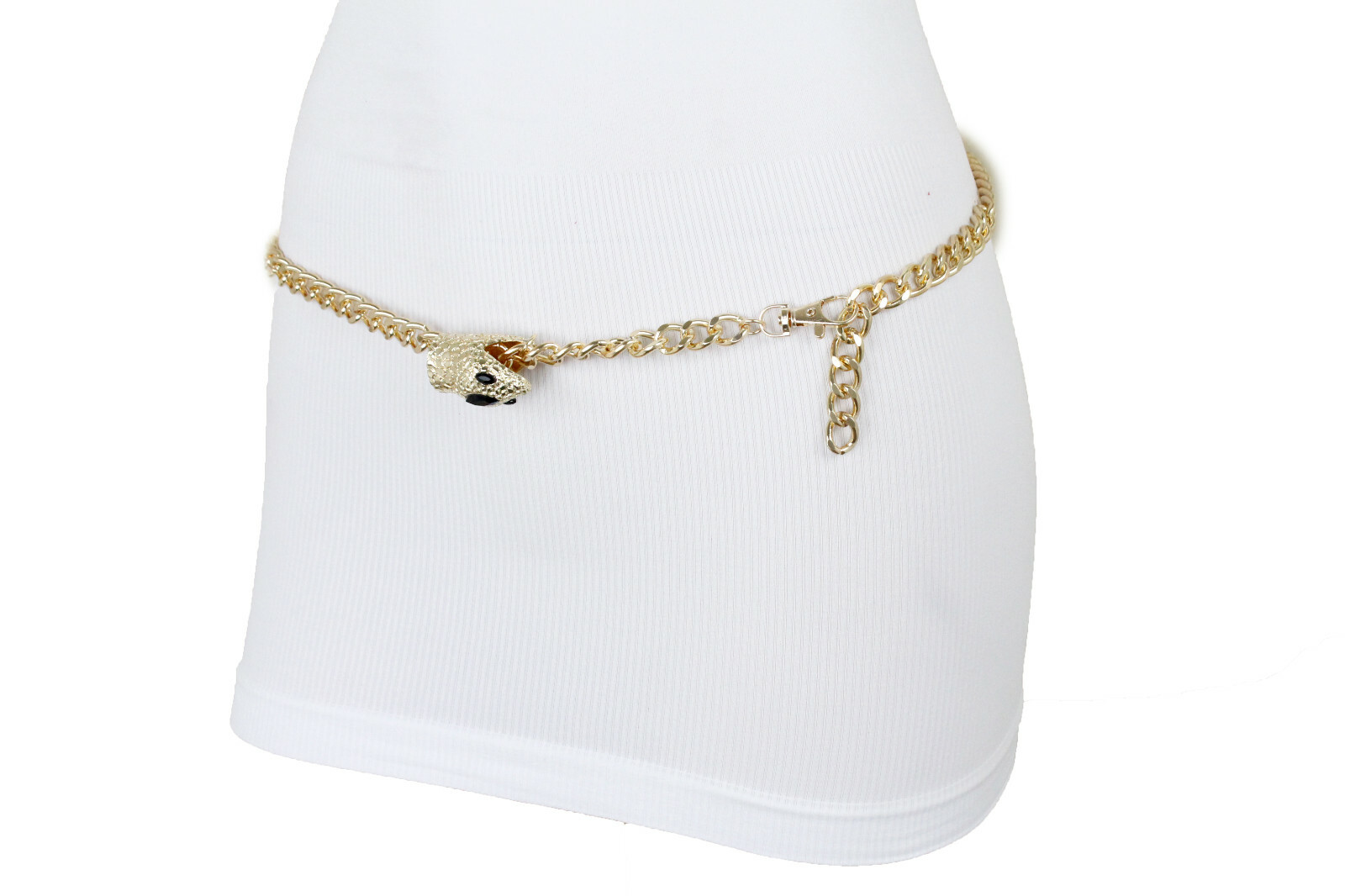 Women Sexy Fashion Belt Gold Color Metal Chain Snake Charm Hip Waist Size XS S M
