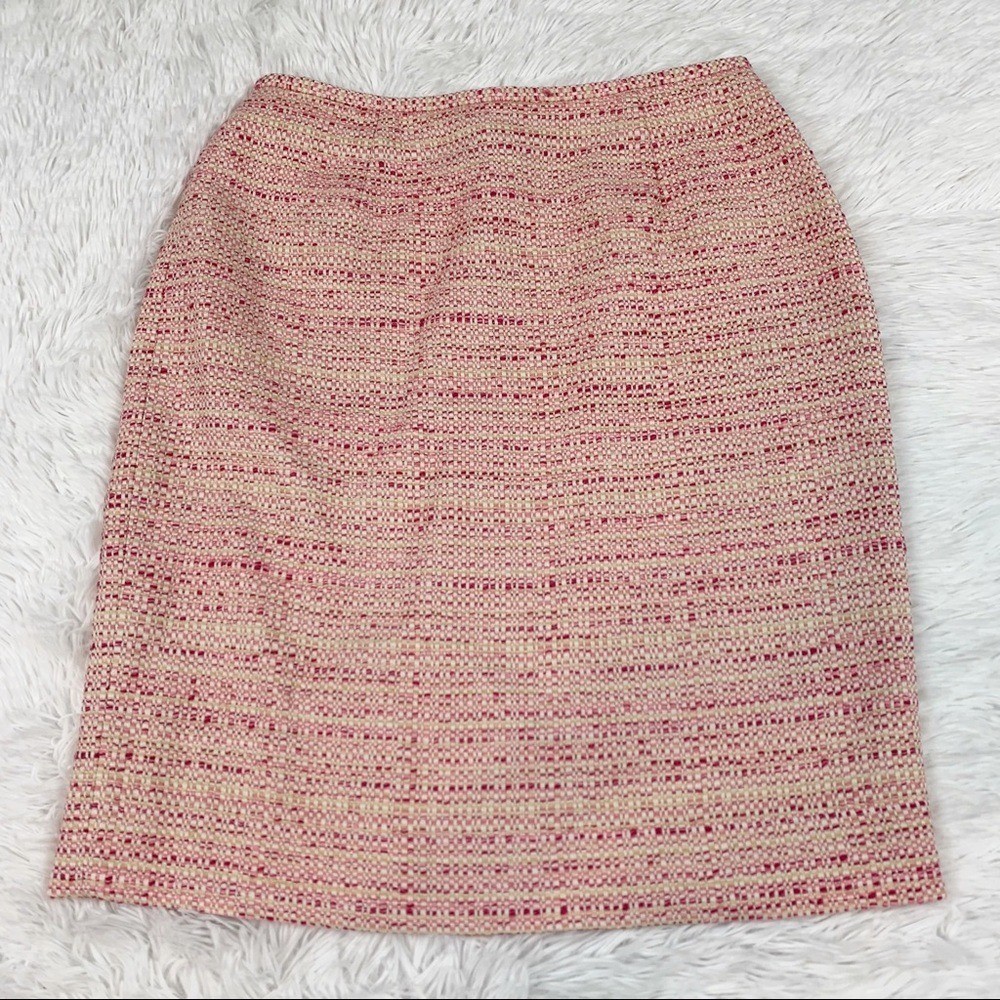 Lafayette 148 New tweed wool blend pencil Skirt knee length slit high waist