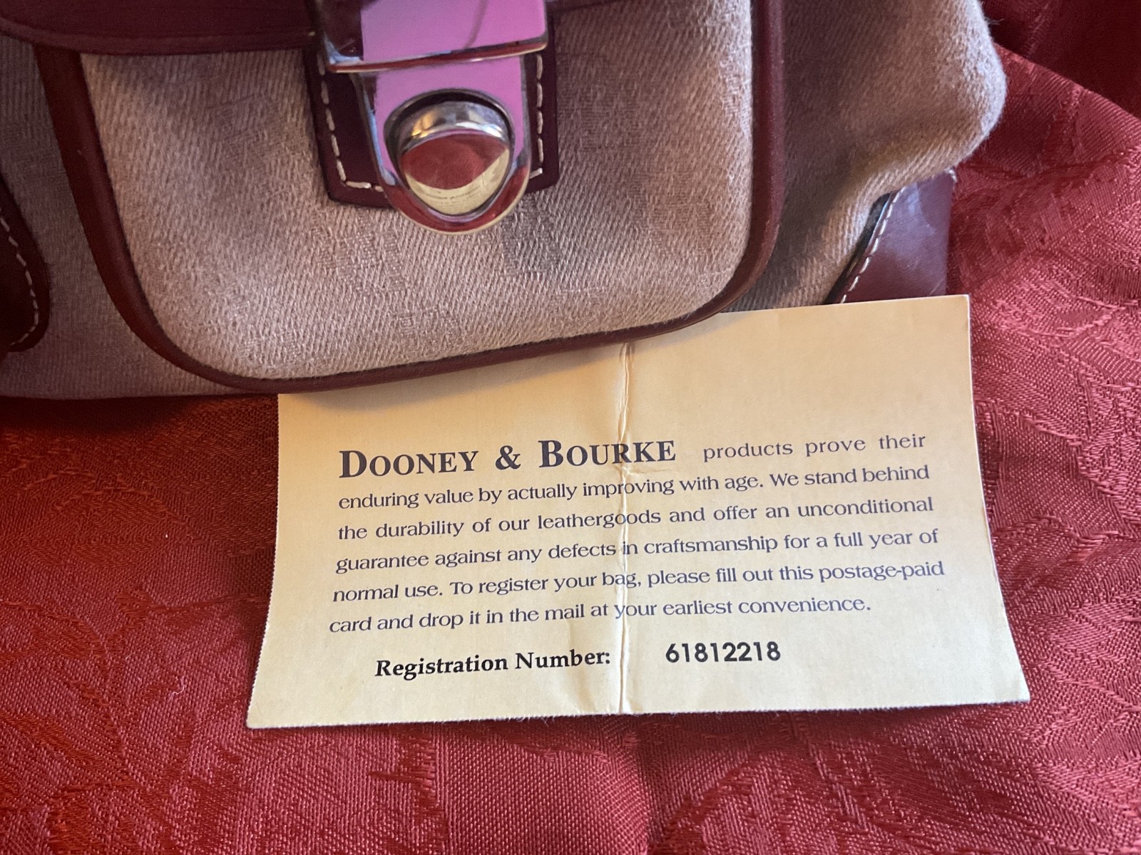 Vintage Dooney & Bourke Wheat Satchel w/Equestrian Leather & Nickel Hardware