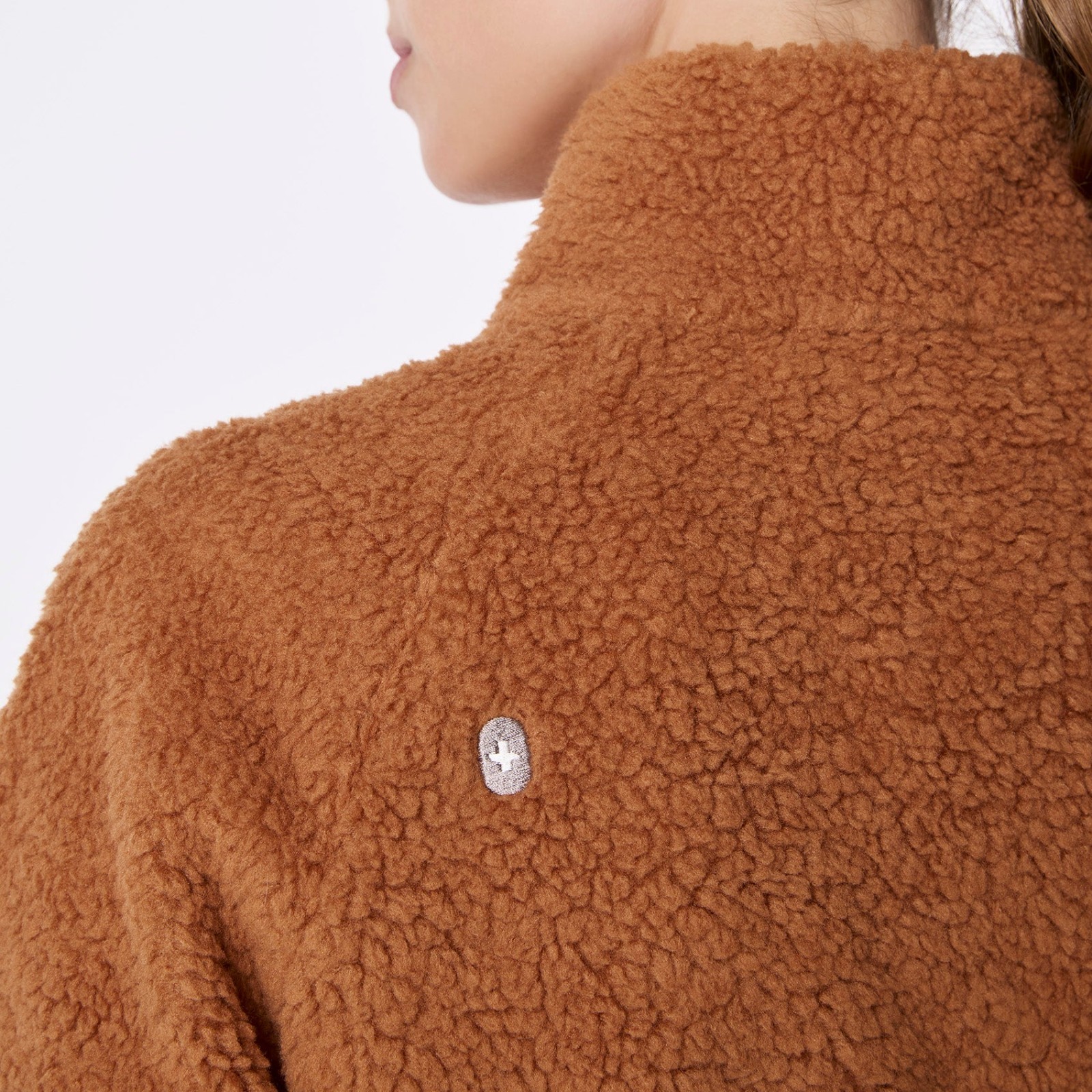 Figs On-Shift High Pile Fleece Bomber Jacket in Mocha, Size XXS