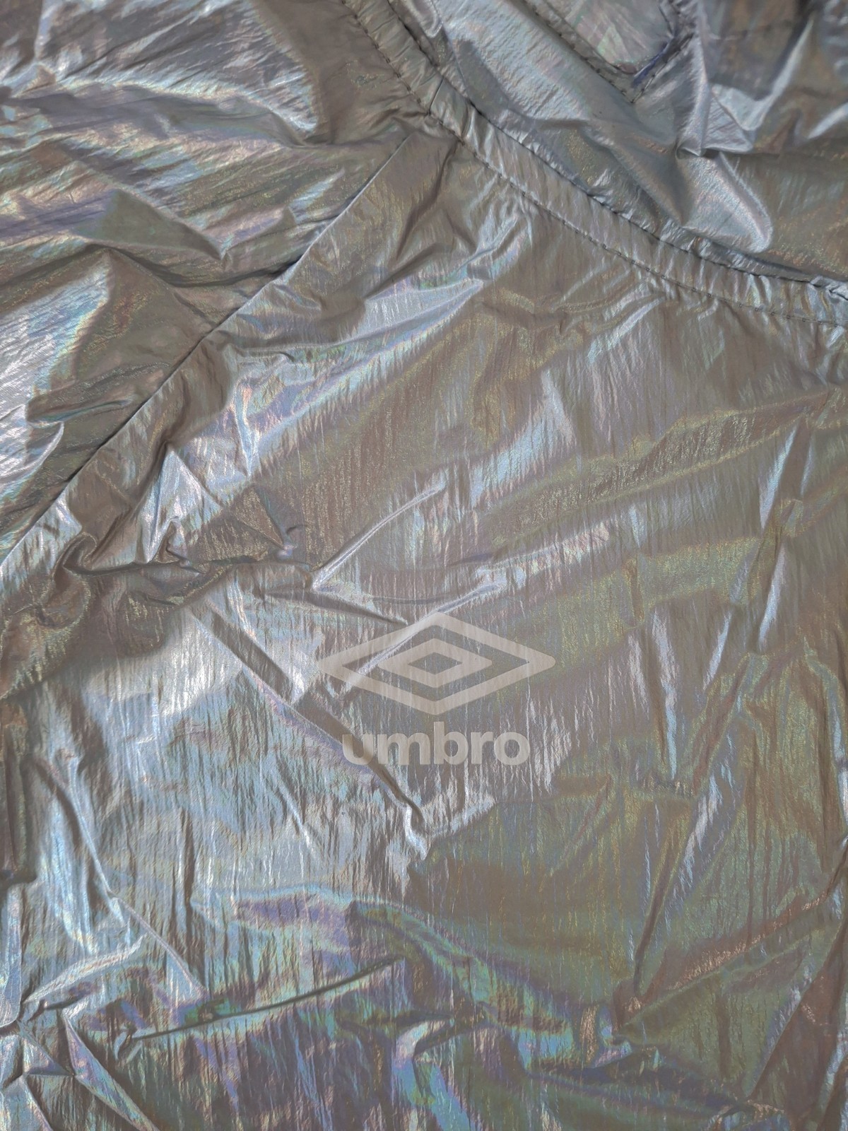 Umbro Premier Womens XL Iridescent Cropped Windbreaker Jacket Metallic Silver