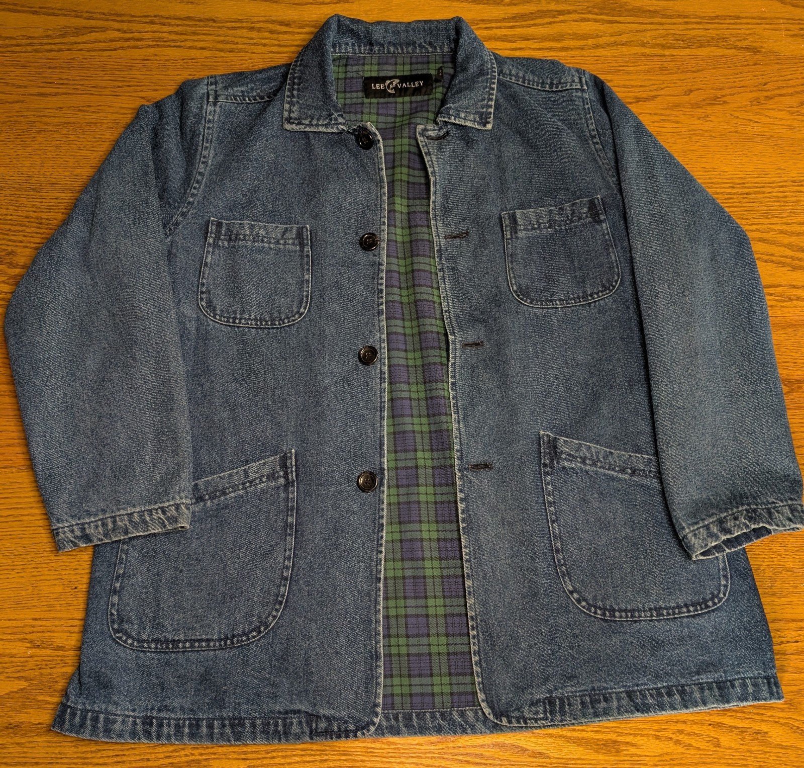 Lee Valley Men’s Denim Flannel Lined Chore Jacket Size M Made In Ireland