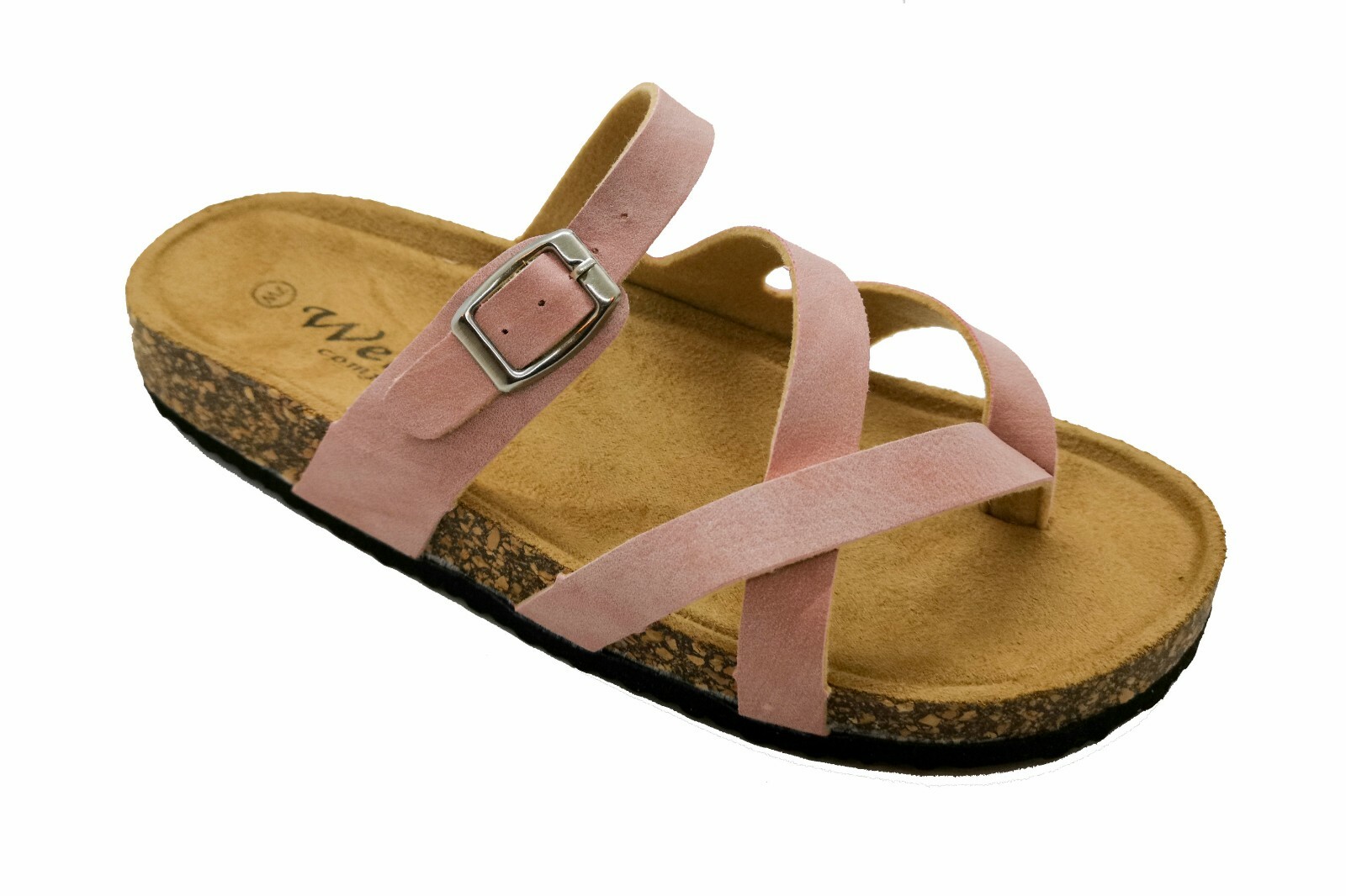 Women’s Slide Buckle T-Strap Cork Platform Flip Flop Shoes Sandals