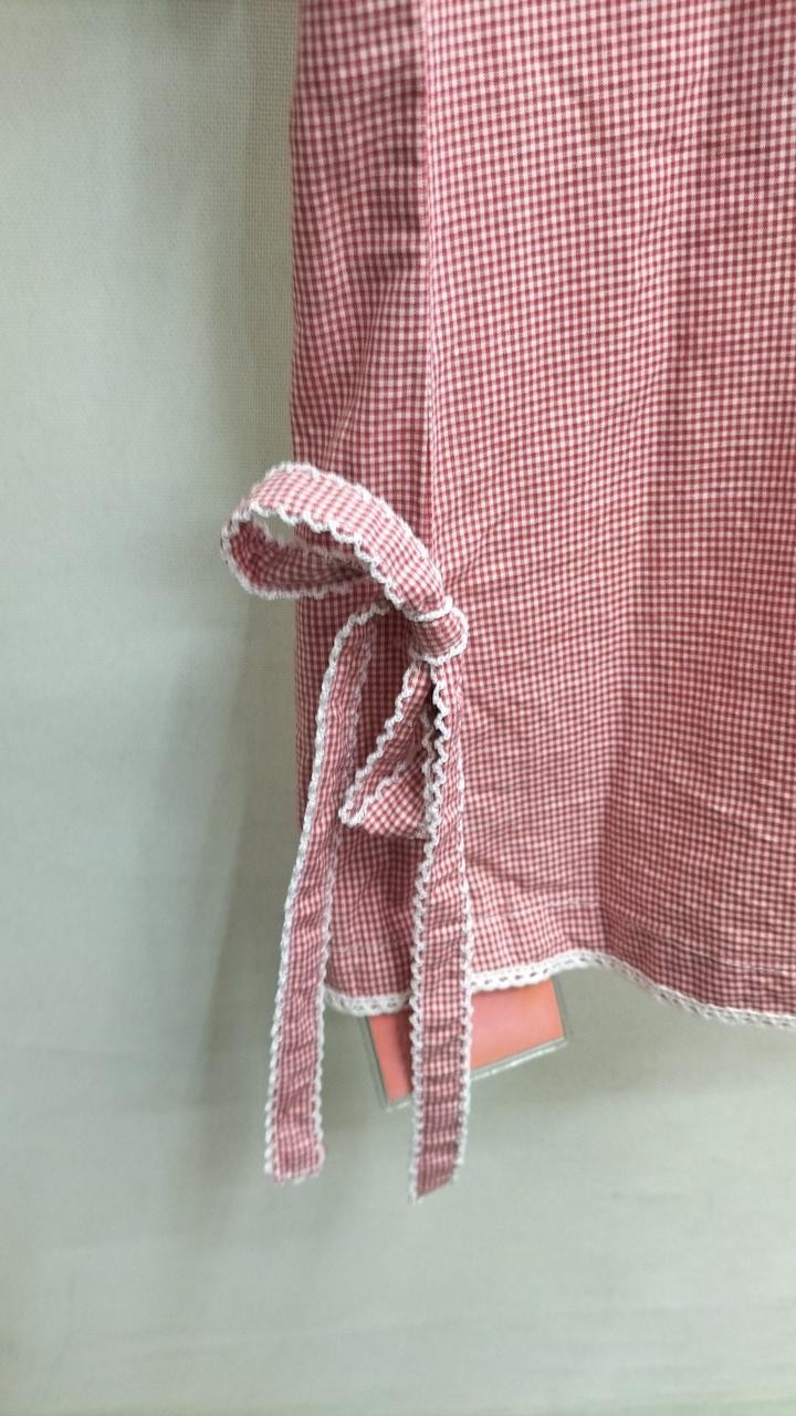 Pink House Red/White Gingham Check S/S Blouse, Women’s Top, Cute