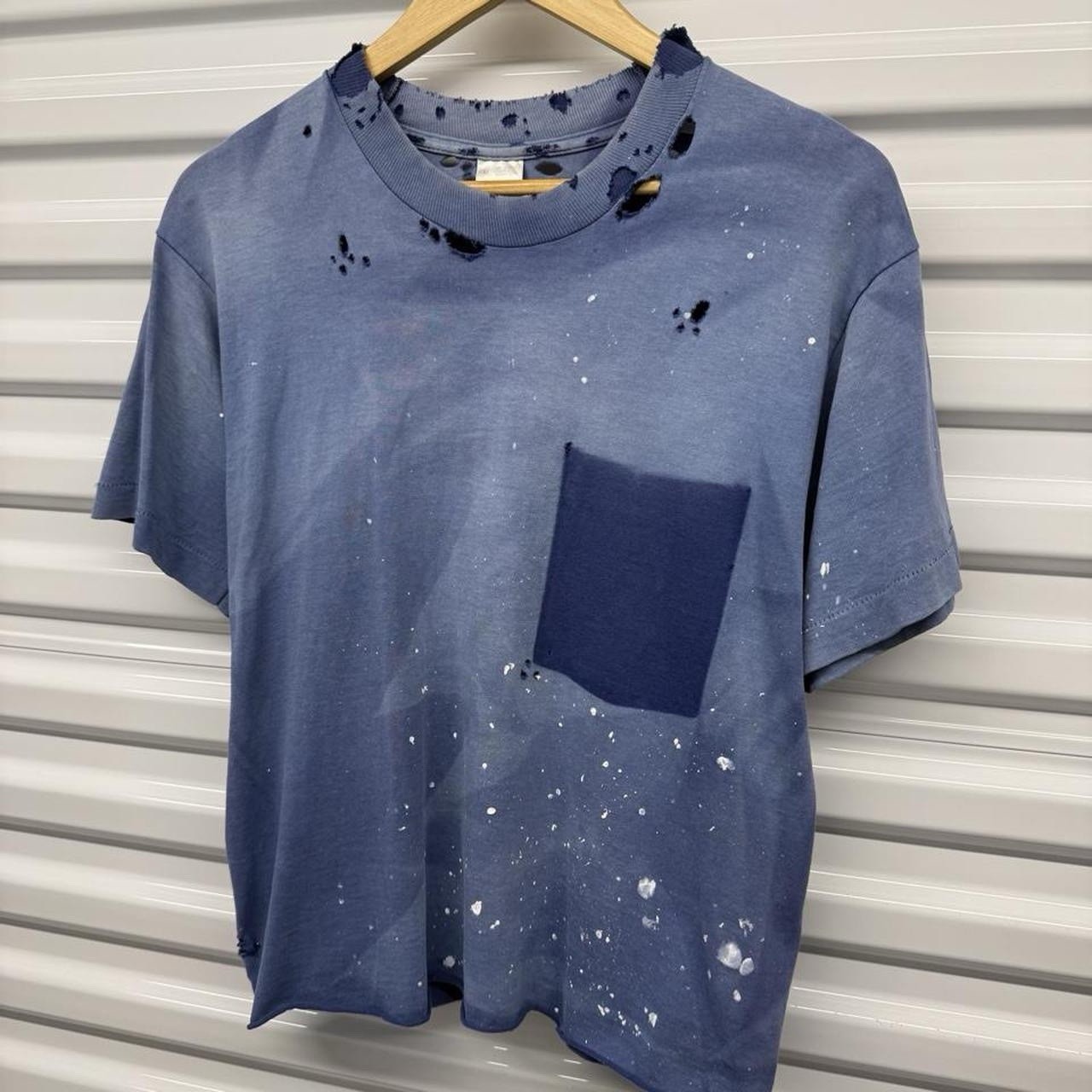 Vintage 80s Fruit Of The Loom False Pocket Distressed Cropped T-Shirt Size M