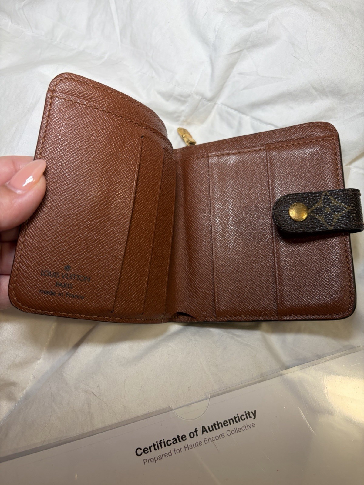 Louis Vuitton Monogram Brown Women’s Wallet Snap Flap Zip Coin Pocket