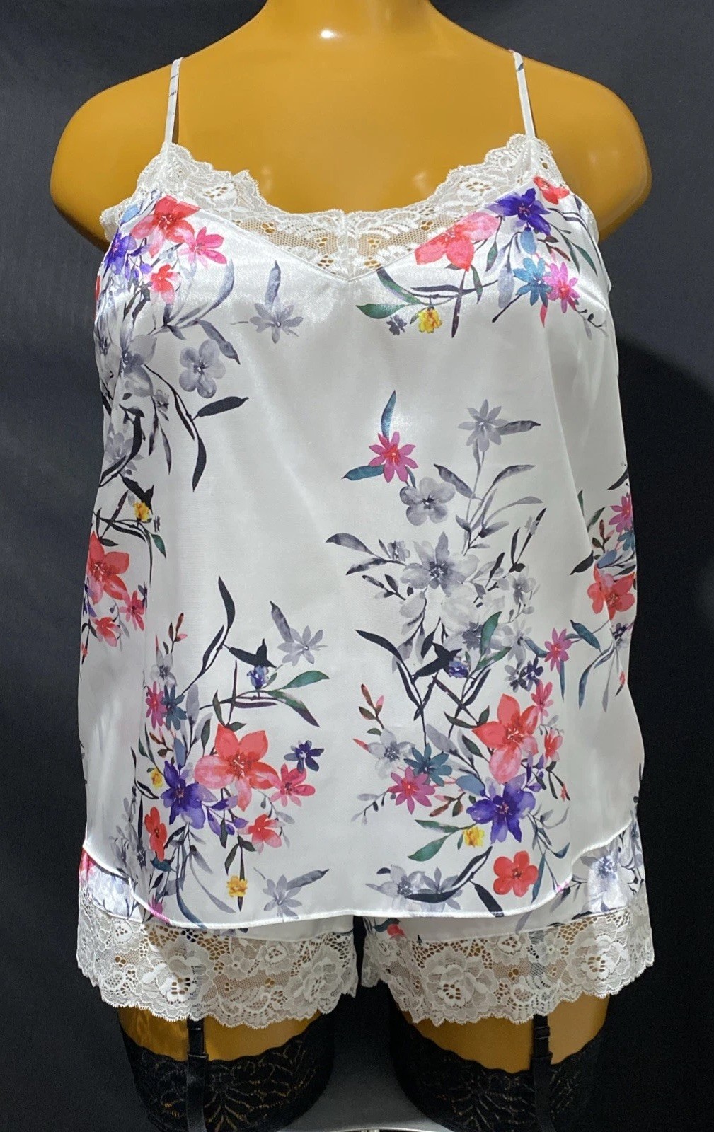 Debenhams Bonita Cami & Short Set, Floral Print Liquid Satin, UK 16, New