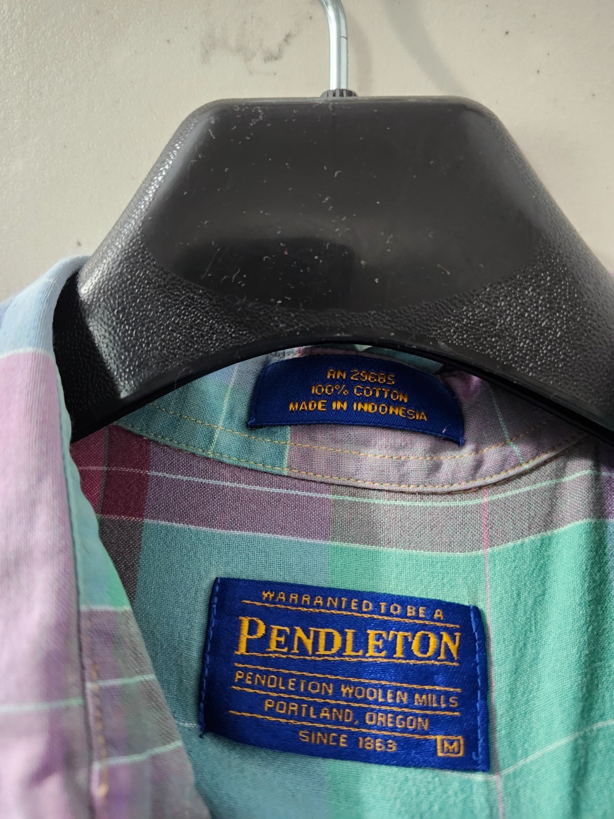 Pendleton Shirt Mens M Flannel Pearl Snap Western Plaid Cotton Pockets Colorful