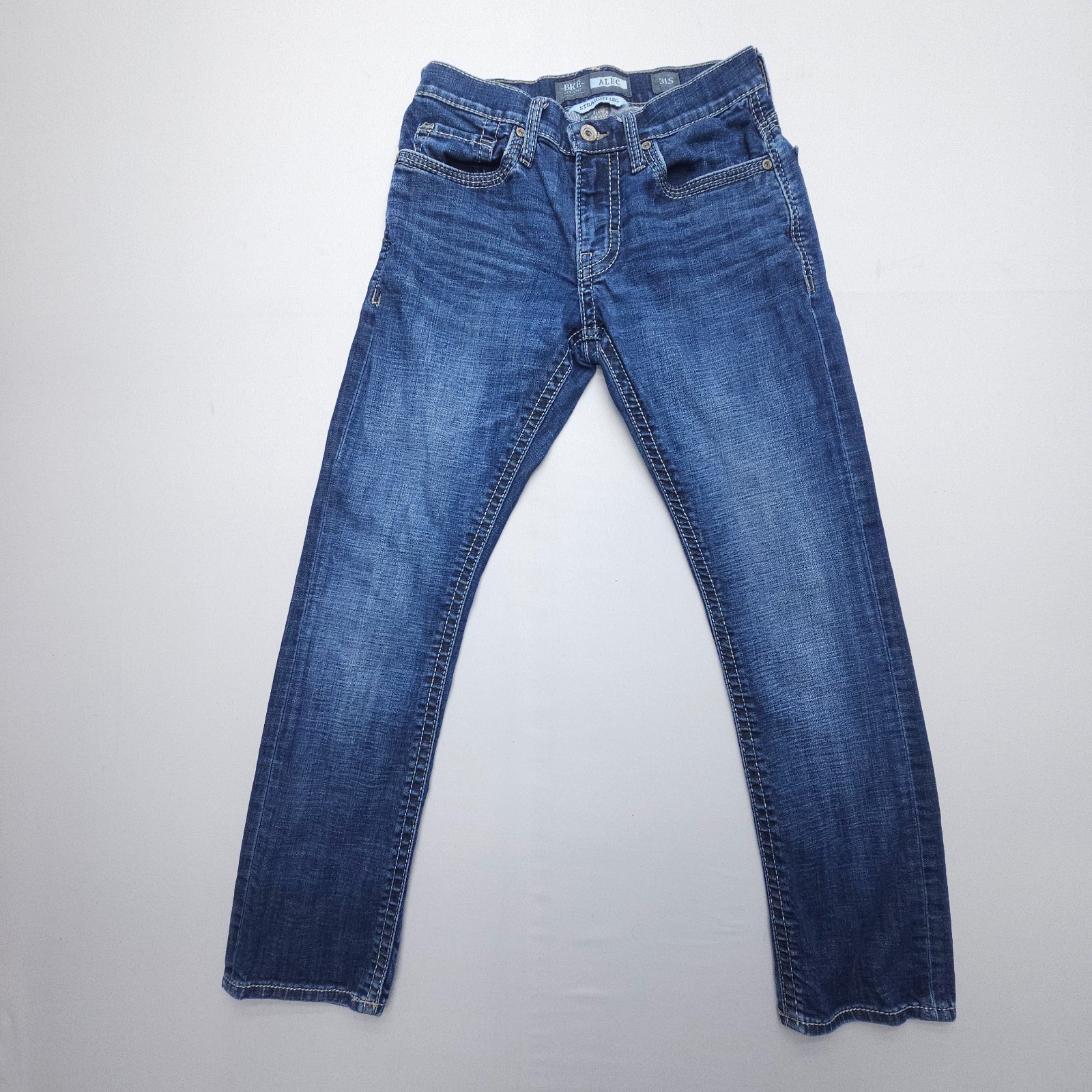 BKE Buckle Alec Straight Jeans Mens 31 S Dark Wash Blue Stretch Western 29″ Insm