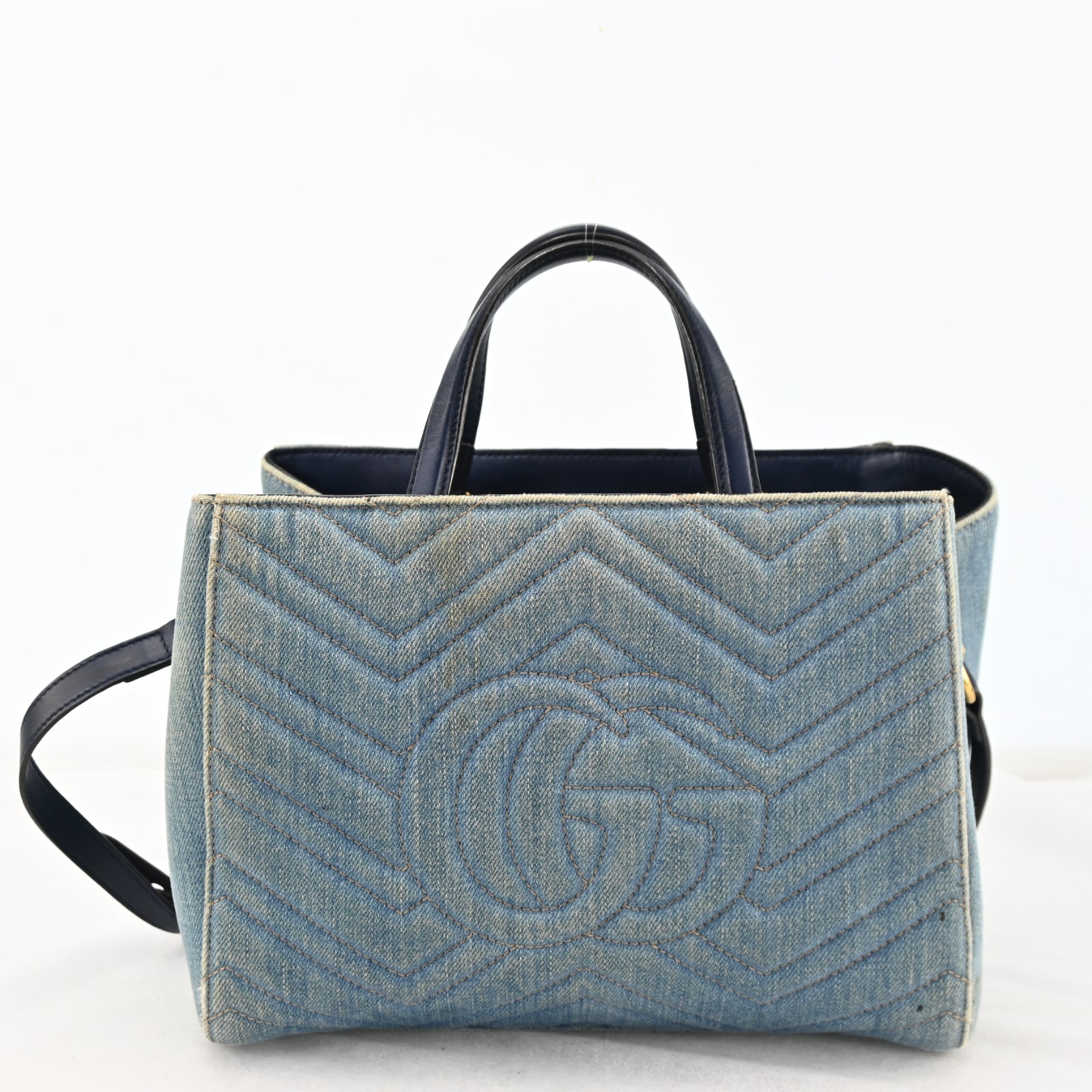 GUCCI 448054 Marmont denim x leather 2Way Hand Bag Shoulder Bag R3909YR805