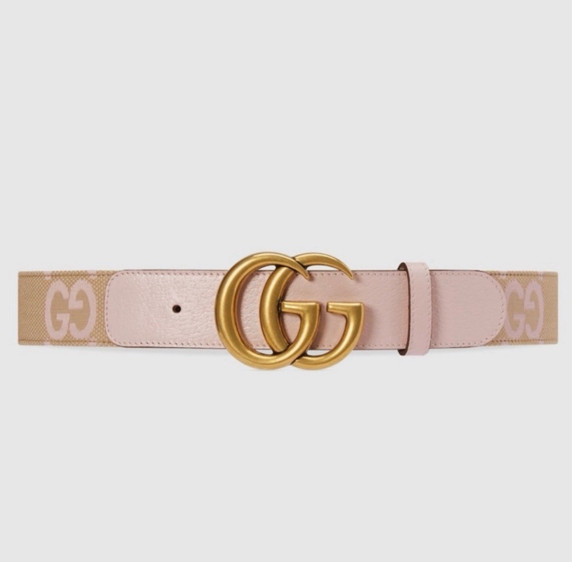 Gucci Women’s GG Marmont Jumbo GG Belt Beige/ Light Pink Size 75cm 30 in