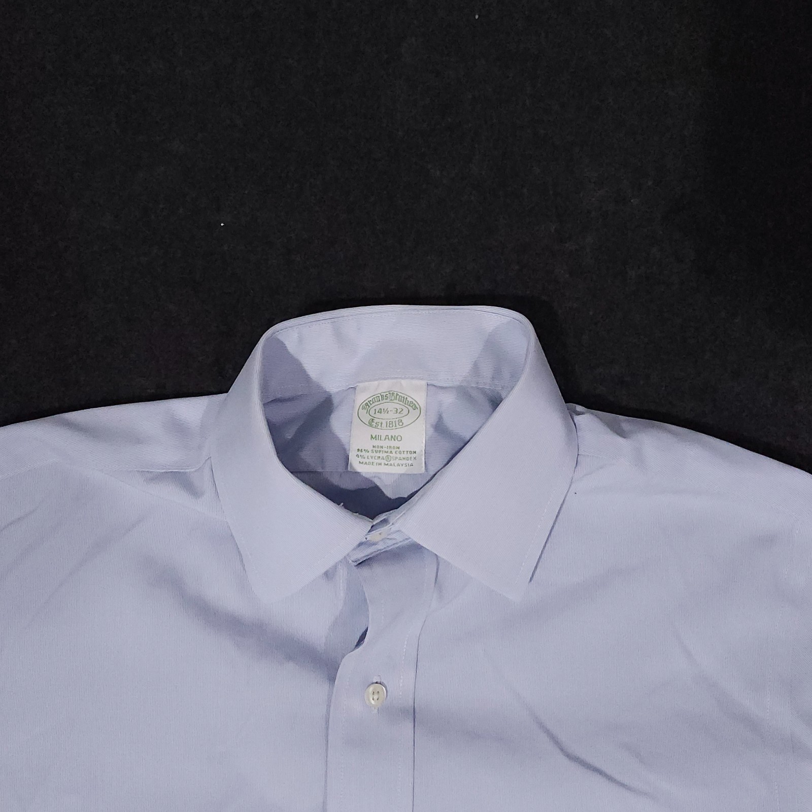 Brooks Brothers Stretch Oxford Button Down Shirt Mens 14.5-32 Slim Blue Non Iron