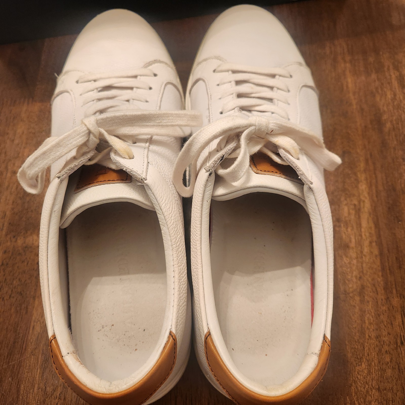 Allen Edmonds Mens COURTSIDE White Leather Lace Up Casual Sneakers 10.5E Wide