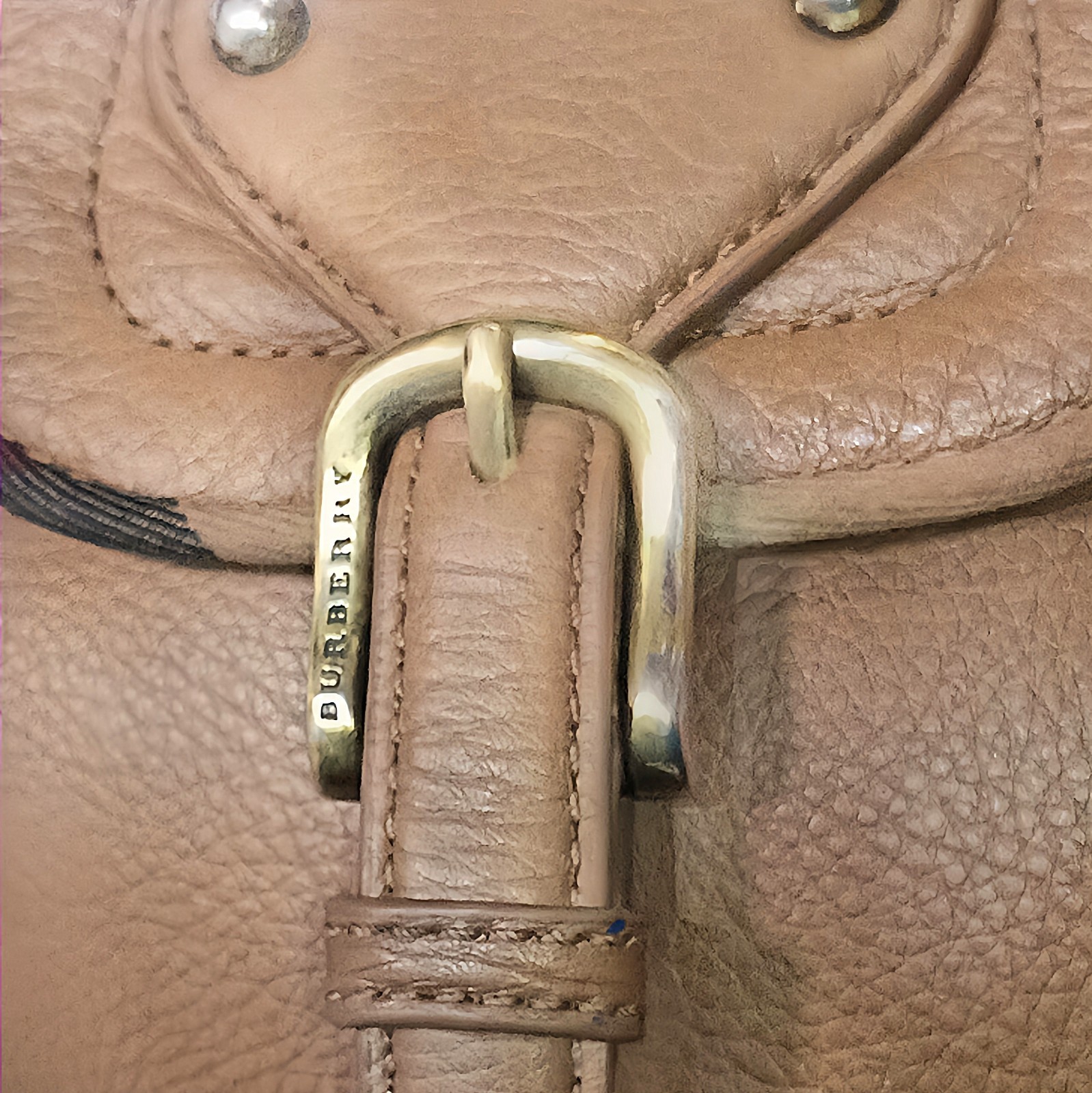 Burberry Vintage Brown Leather Pocket Shoulder Bag Nova Check Trim Y2K