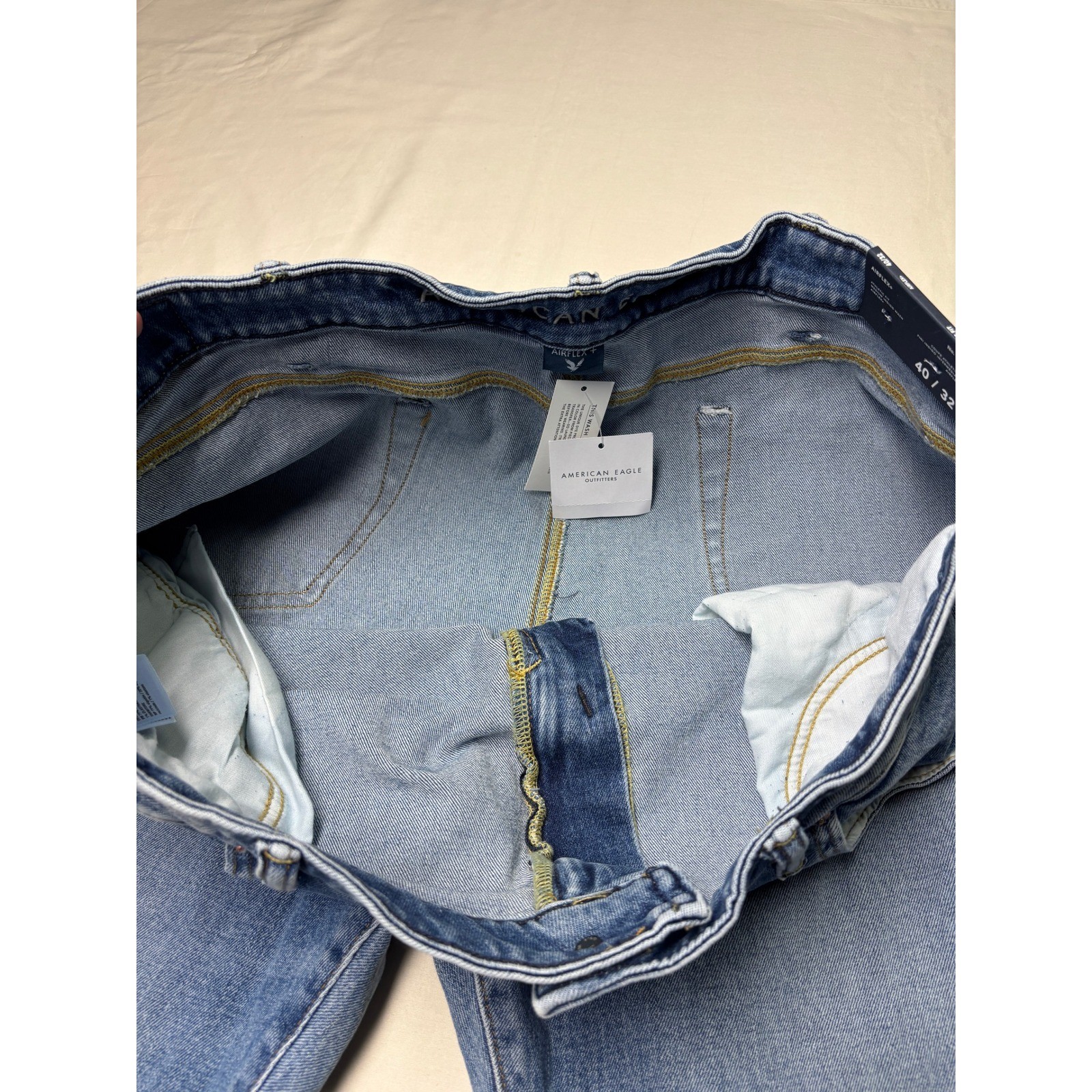 NWT American Eagle Airflex+ Athletic Fit Mens Jeans 40×32 Medium Indigo Wash
