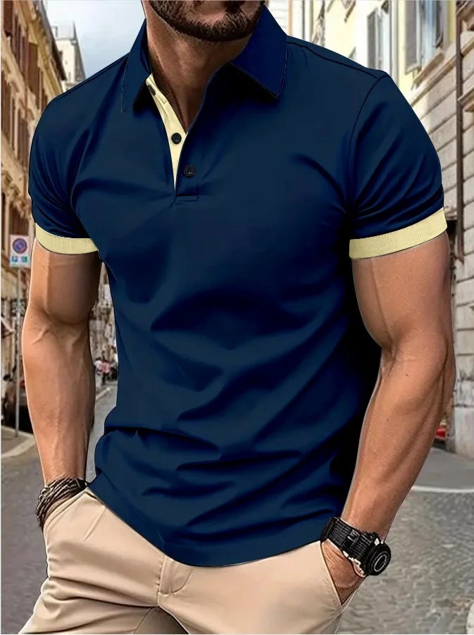 Men’s Trendy Short Sleeve Polo Shirt Casual T-shirt Tee Summer Fashion Gym Gift