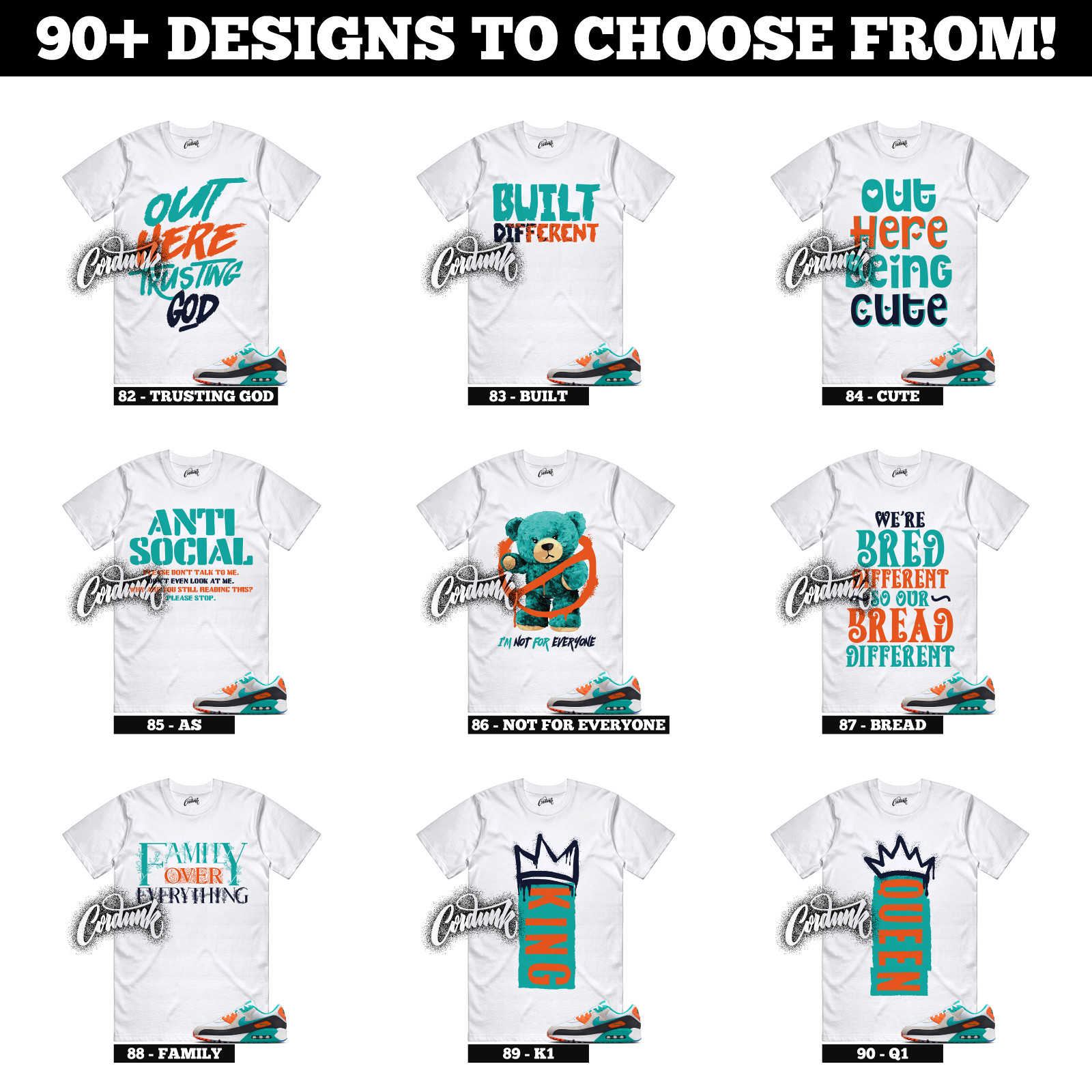 Miami Air Max 90 Dolphins White Pitch Blue Turbo Green Sneaker T Shirt to Match