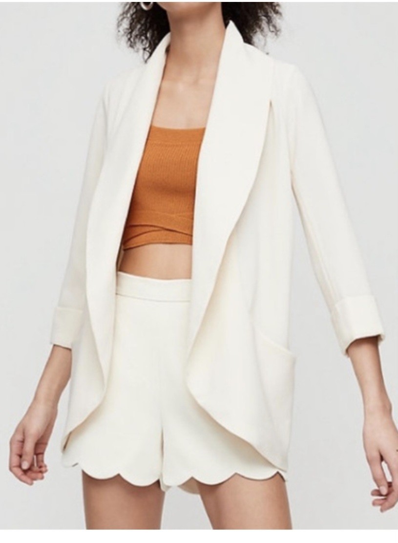 Wilfred Cream Open Shawl Collar Blazer