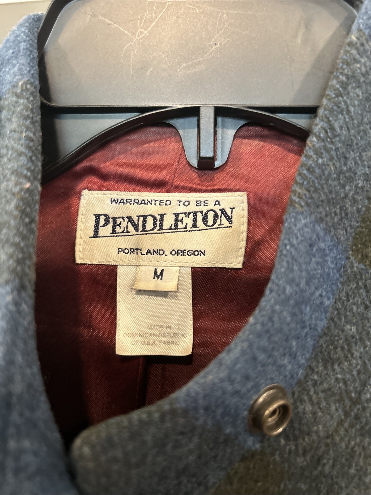 Vintage 90s Pendleton Wool Plaid Jacket Size Medium Blue Black M Women’s Snap