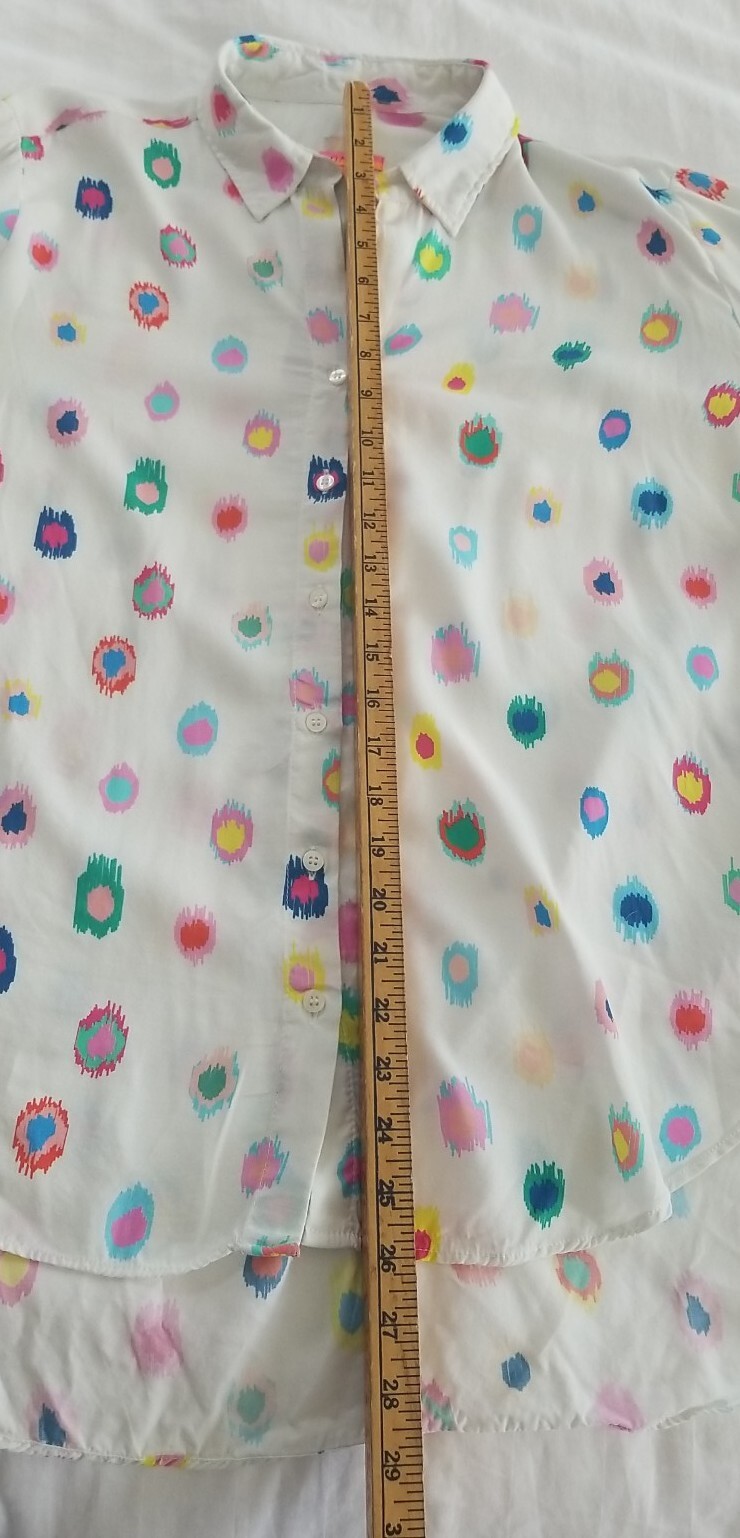 Vilagallo Button Up Top Geometric White With Colorful Paint Splat Size 46 Large