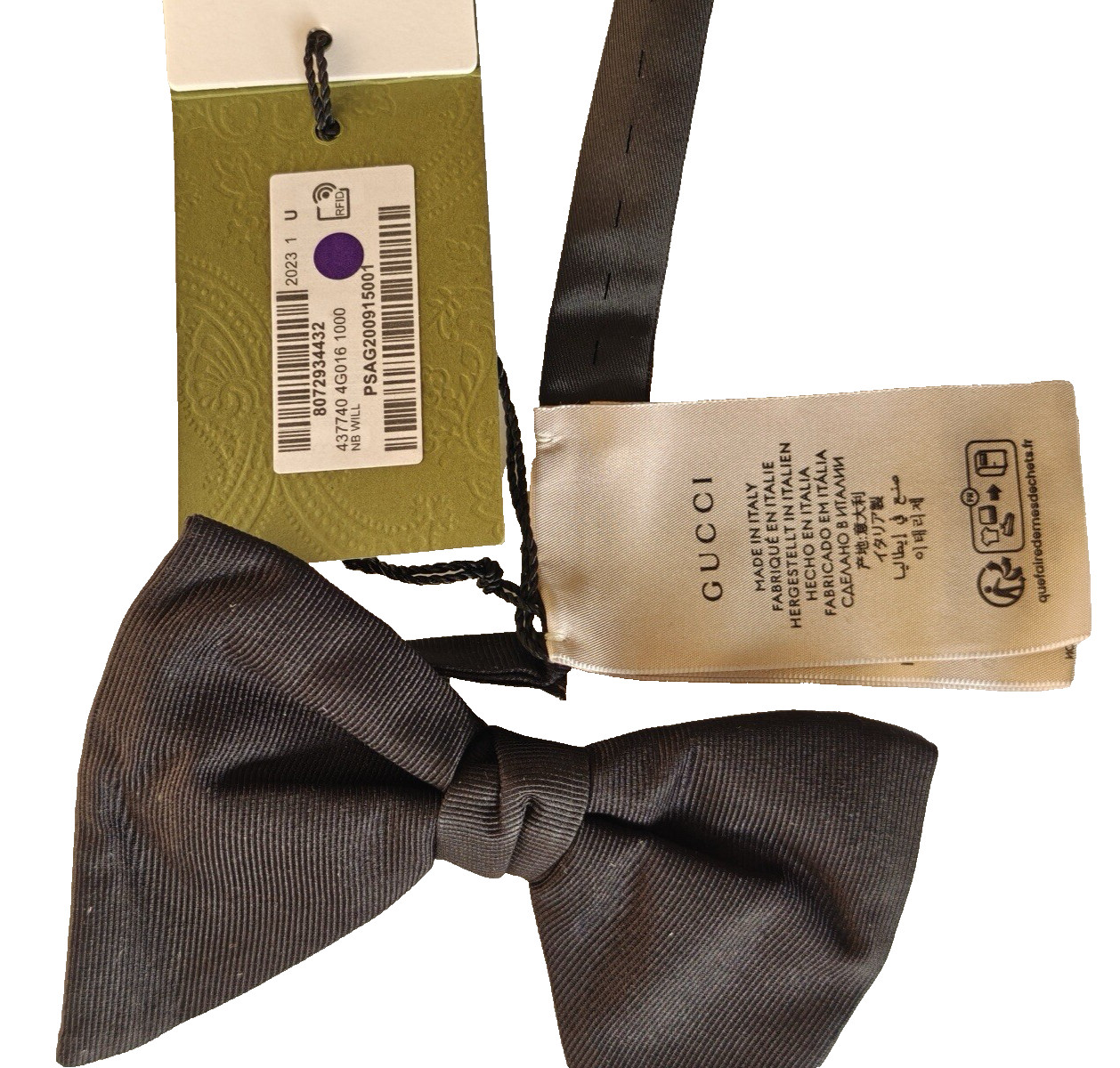 Gucci Black bow tie Black Tie Dinner Mens Tuxedo 4312G 13CM x 9cm