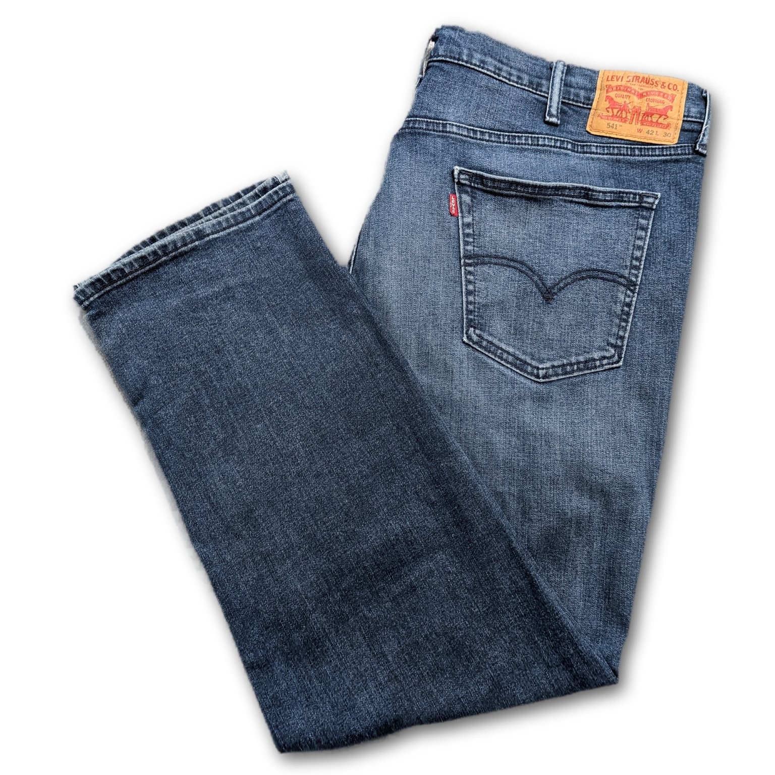 Levi’s 541 Mens Jeans Blue 42×30 Denim Stretch Pockets Athletic Taper Dark W42