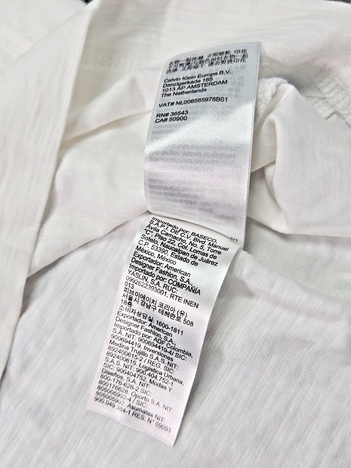 Calvin Klein V-Neck Spell Out Cotton Polo Brilliant White Mens Large