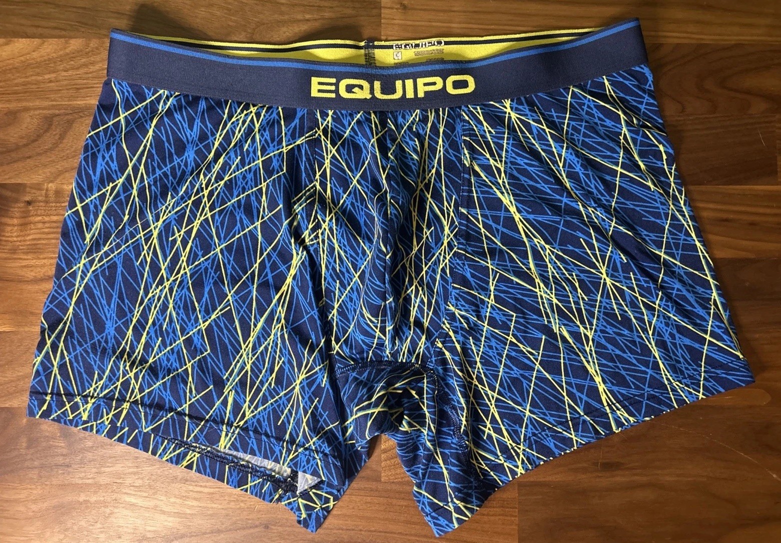 Vtg Equipo Brazilian TRUNK Brief Underwear Abstract Stretch men L Blue No Fly
