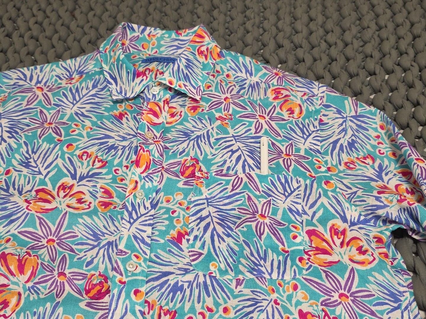NEW J. McLaughlin Island Bouquet Gramercy Lightweight Button-up Linen Shirt SZ M