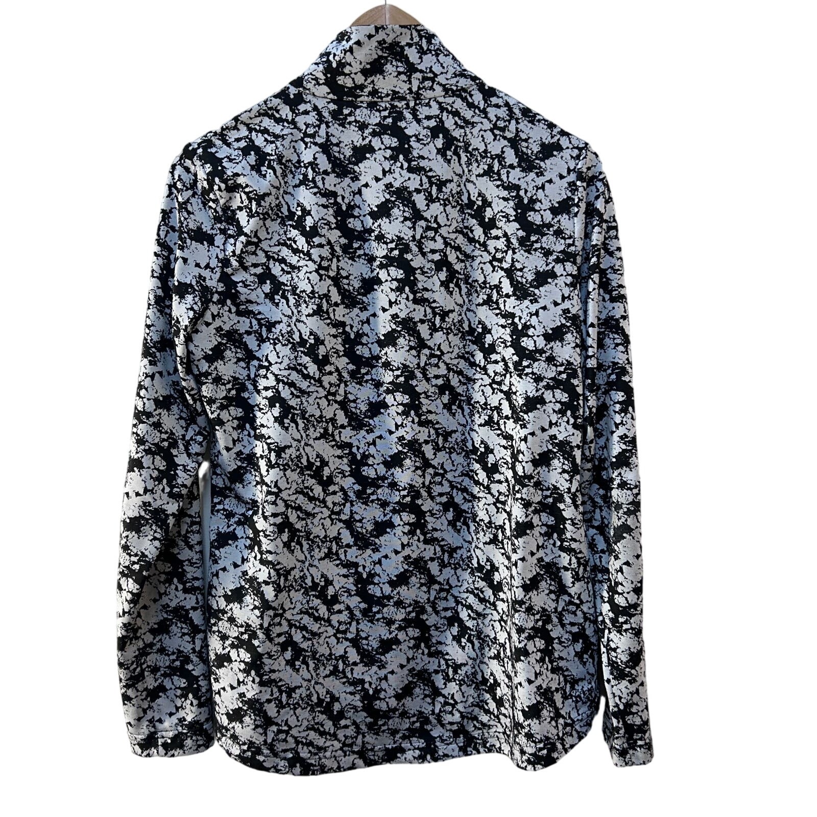 SnoSkins 1/4 Zip Mock Neck Base Layer Top Black White Abstract Women’s Medium