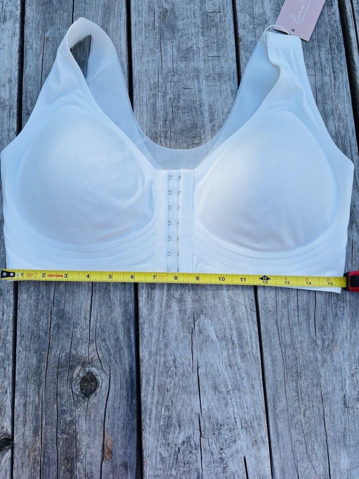 NWT Luna Hug 2XL Front Hook Closure Bra No Wire Light Removable Padding White