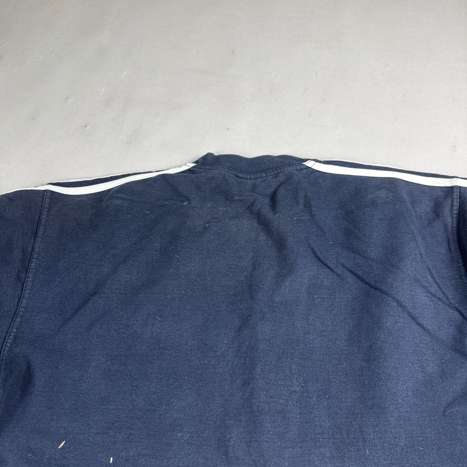 Mens Vintage Adidas Big Logo Three Stripe Crewneck Sweatshirt Navy Orange Sports