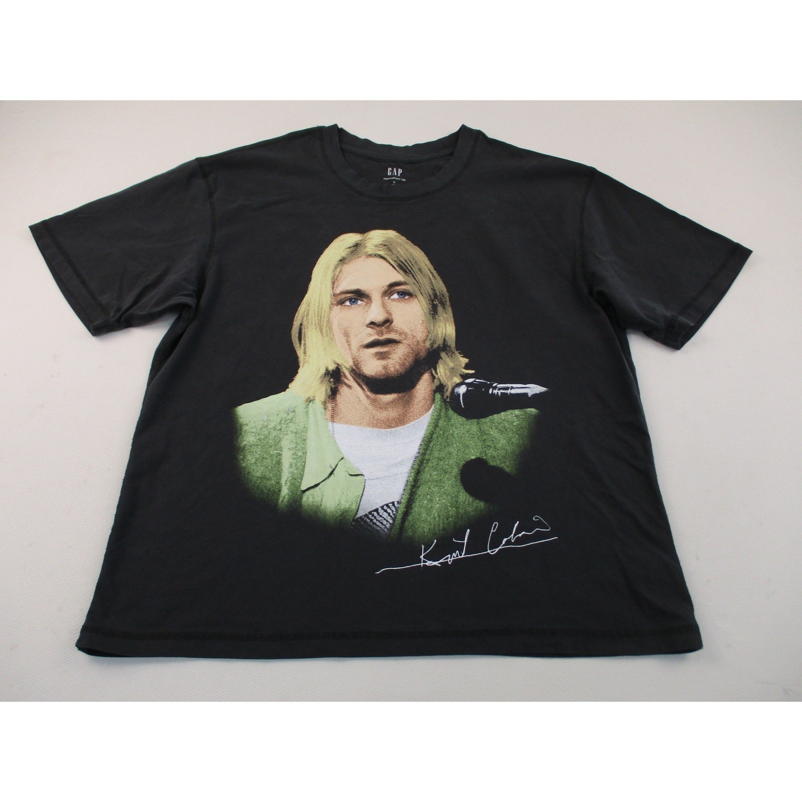 Gap T-Shirt Mens Large Black Kurt Cobain Heavyweight Graphic Grunge Rock Tee