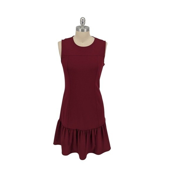 00137 Gap Ruffle Hem Dress Red Size 8 preppy Business casual party cocktail