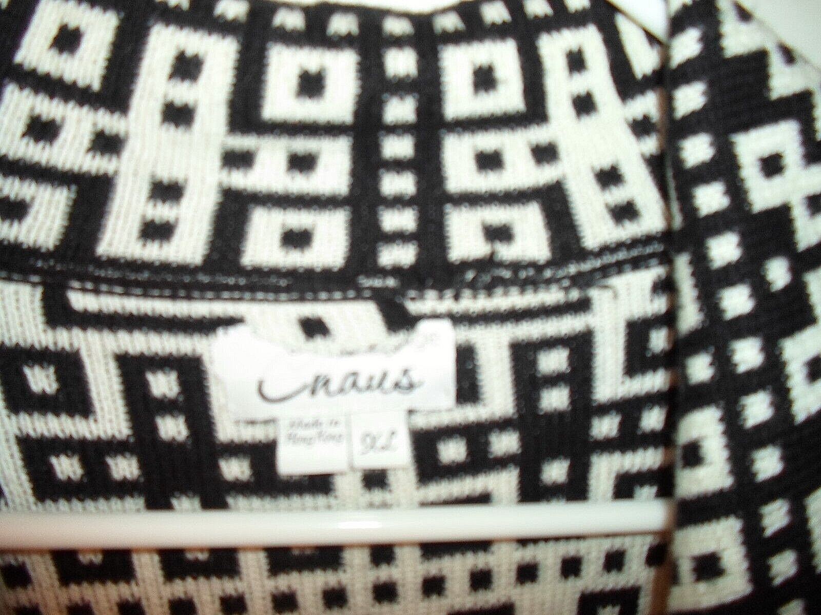 Chaus Womens XL Single Button Black & White Knit Cardigan Sweater Collared Lapel