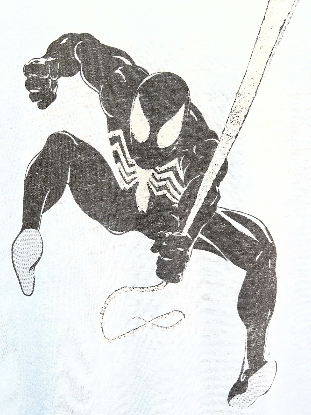 Vintage 1986 Marvel Spider-Man Symbiote Graphic Print T-Shirt Mens XL Blue
