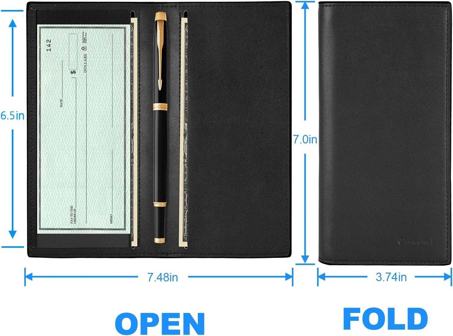 Premium Leather Checkbook Cover for Men and Women Checkbook Holder Wallet RFID B