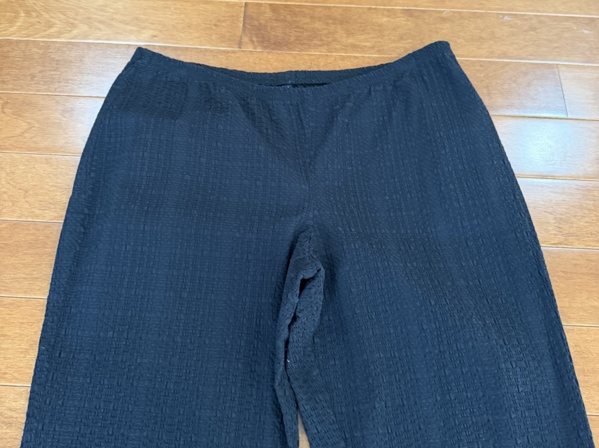 Babette Black Textured Nylon & Elastane Elastic Waist Pants Sz. XL