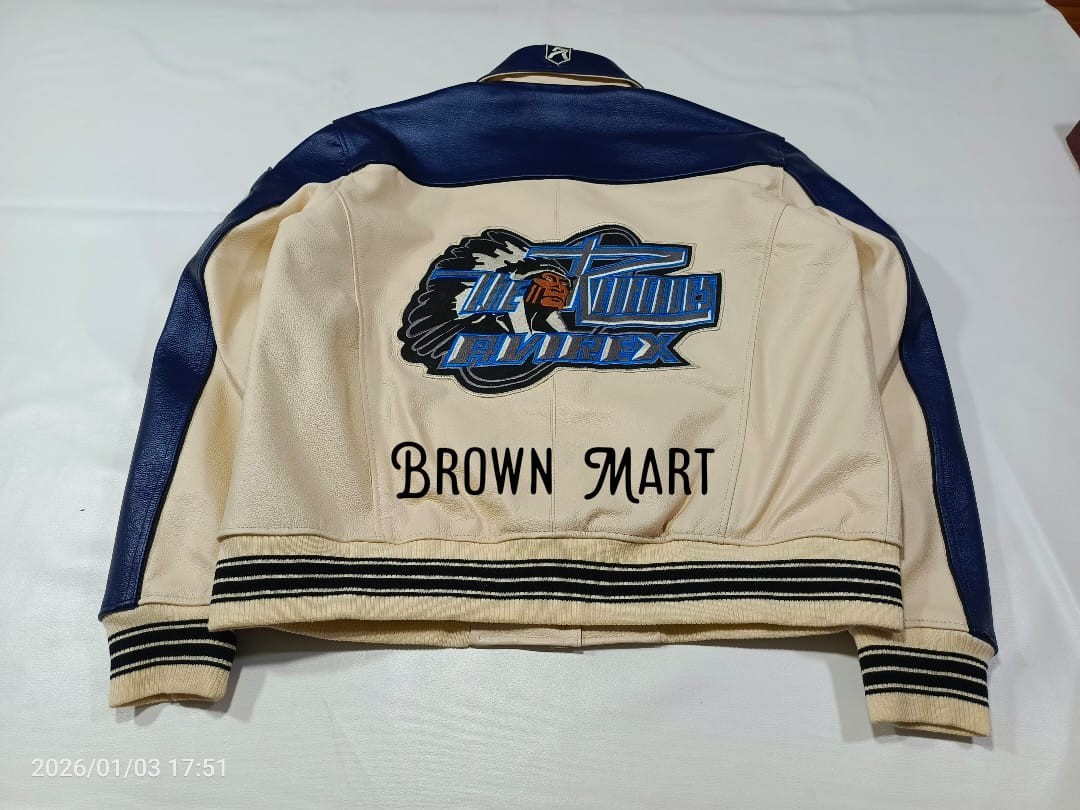 RARE Vintage 90s Avirex Cascade Renegades Indian leather Varsity Jacket