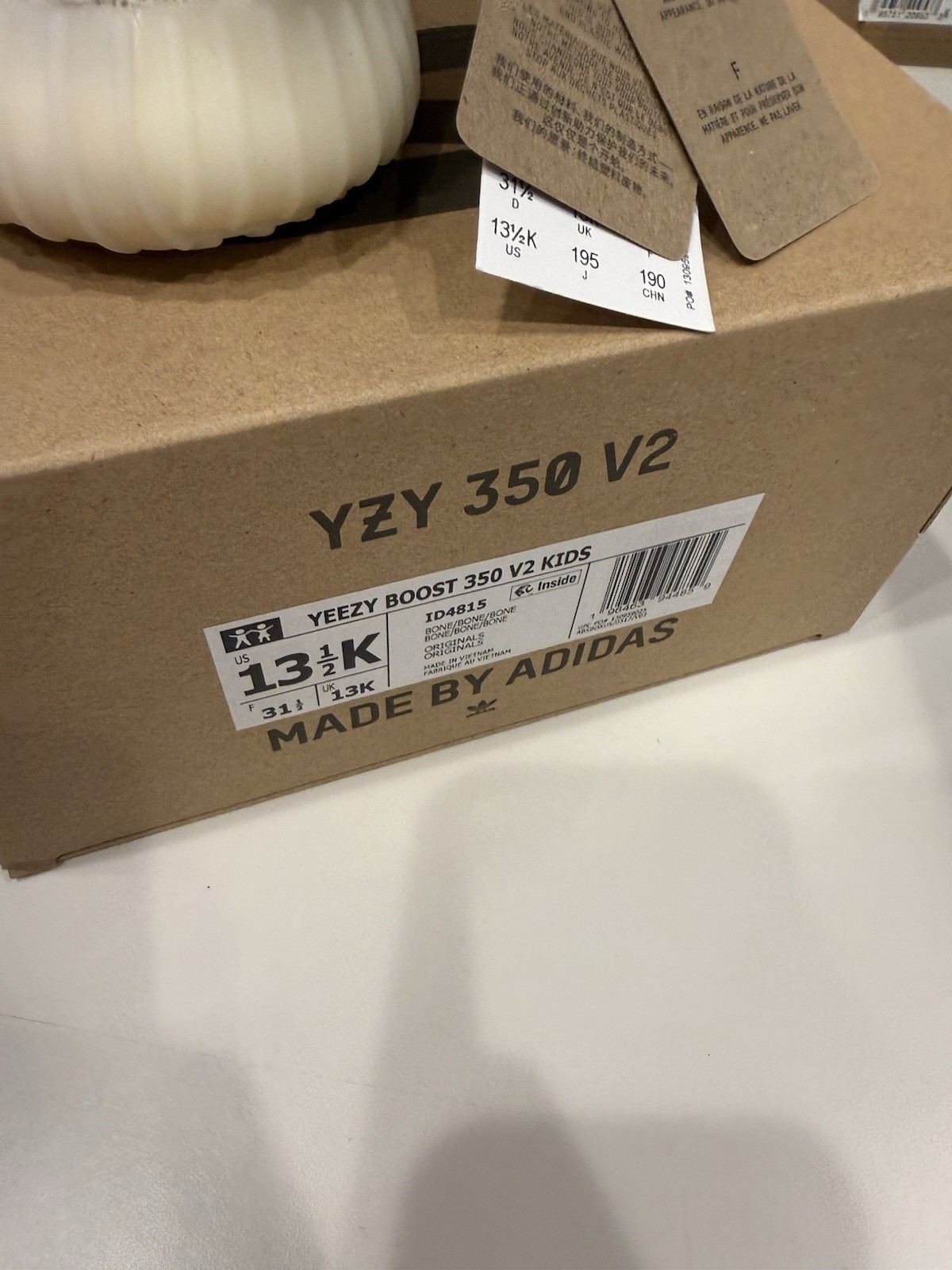 Brand New Yeezy Boost 350 V2 Kids Bone 350 13.5K ID4815 Deadstock Toddler