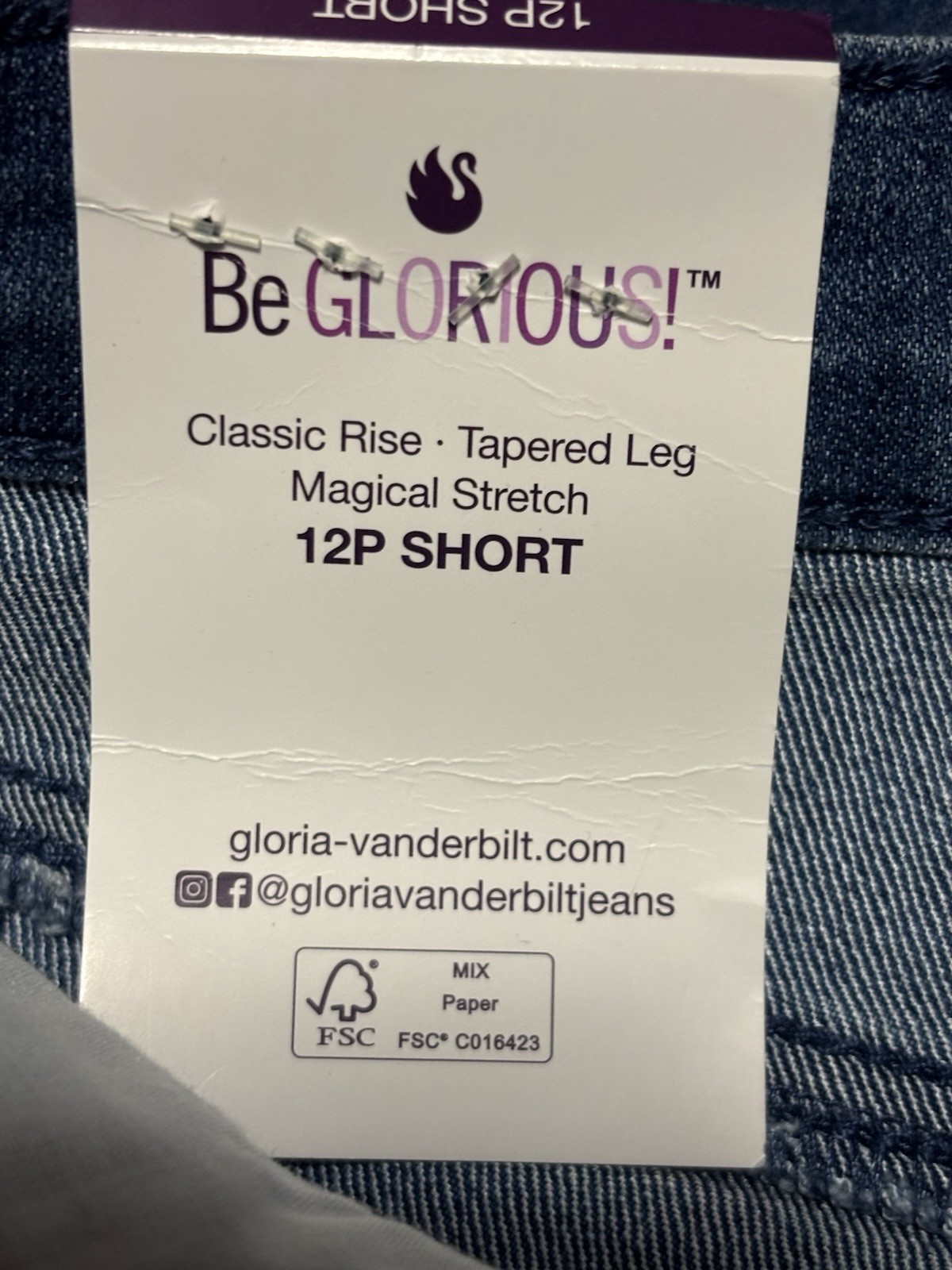 Gloria Vanderbilt Original Slimming Jeans 12P Frisco Tapered Jeans
