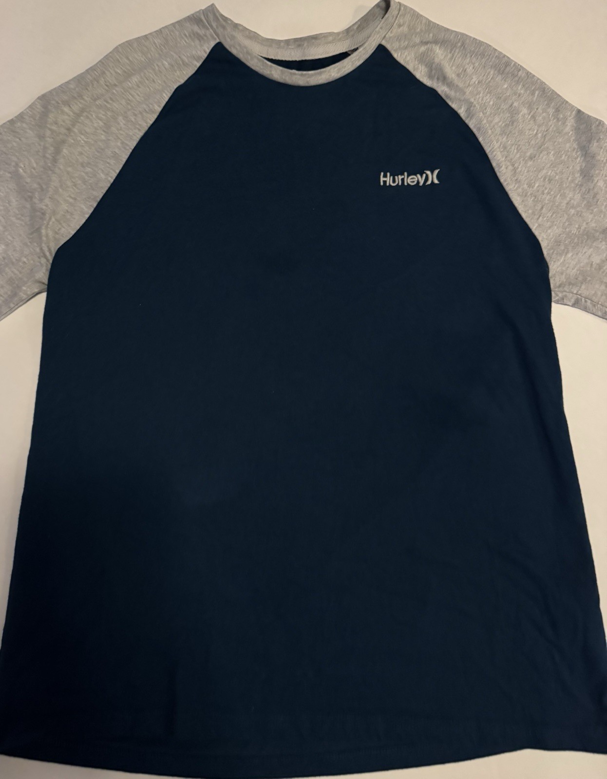 Hurley Colorblock Blue Gray Men’s L Crew Neck Long Sleeve T-Shirt