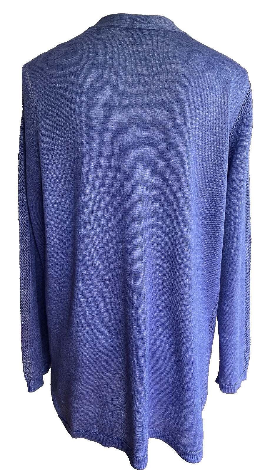 Talbots Women’s 100% Linen Cornflower Blue Open Front Cardigan Sweater Mp