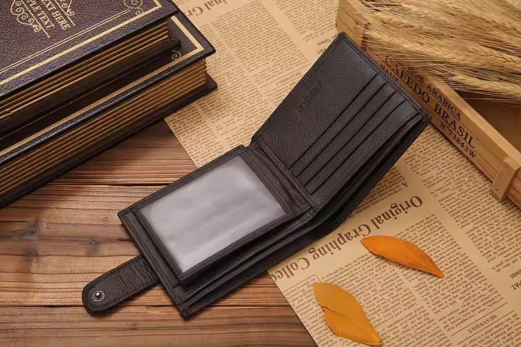 New Mens Leather Bifold Wallet Button Closure RFID Blocking Card Case/Cash