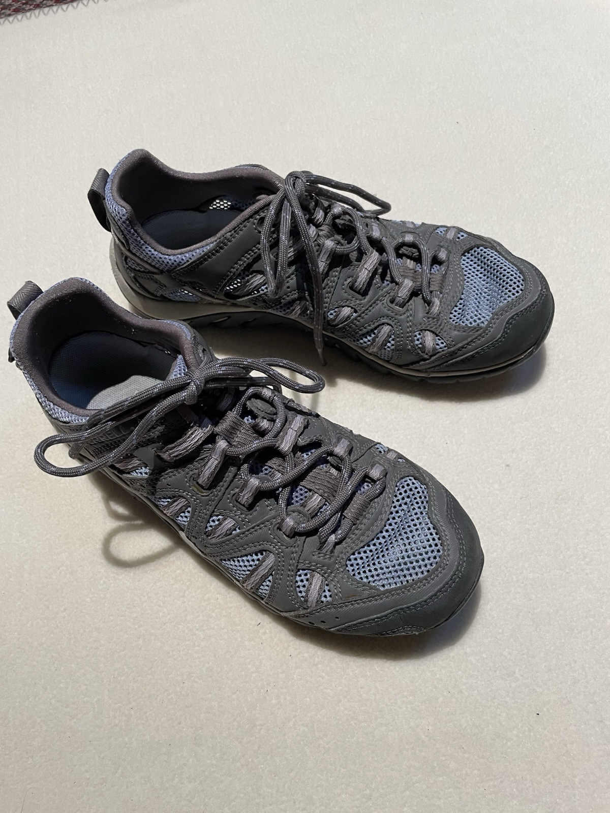 Merrill Hiking Shoes Mesh And Leather Blue/grey Size 7