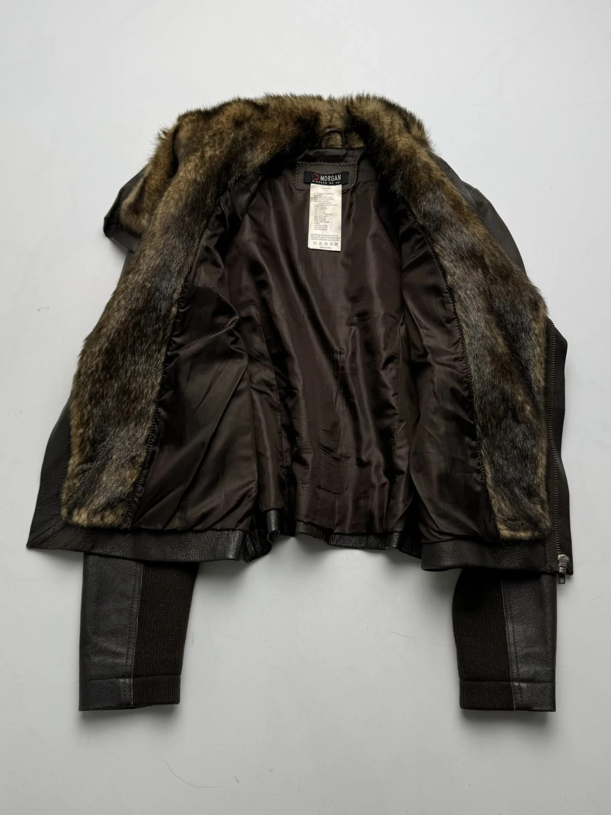 Morgan De Toi Vintage Real Leather Faux Fur Collar Biker Jacket Women’s Size S