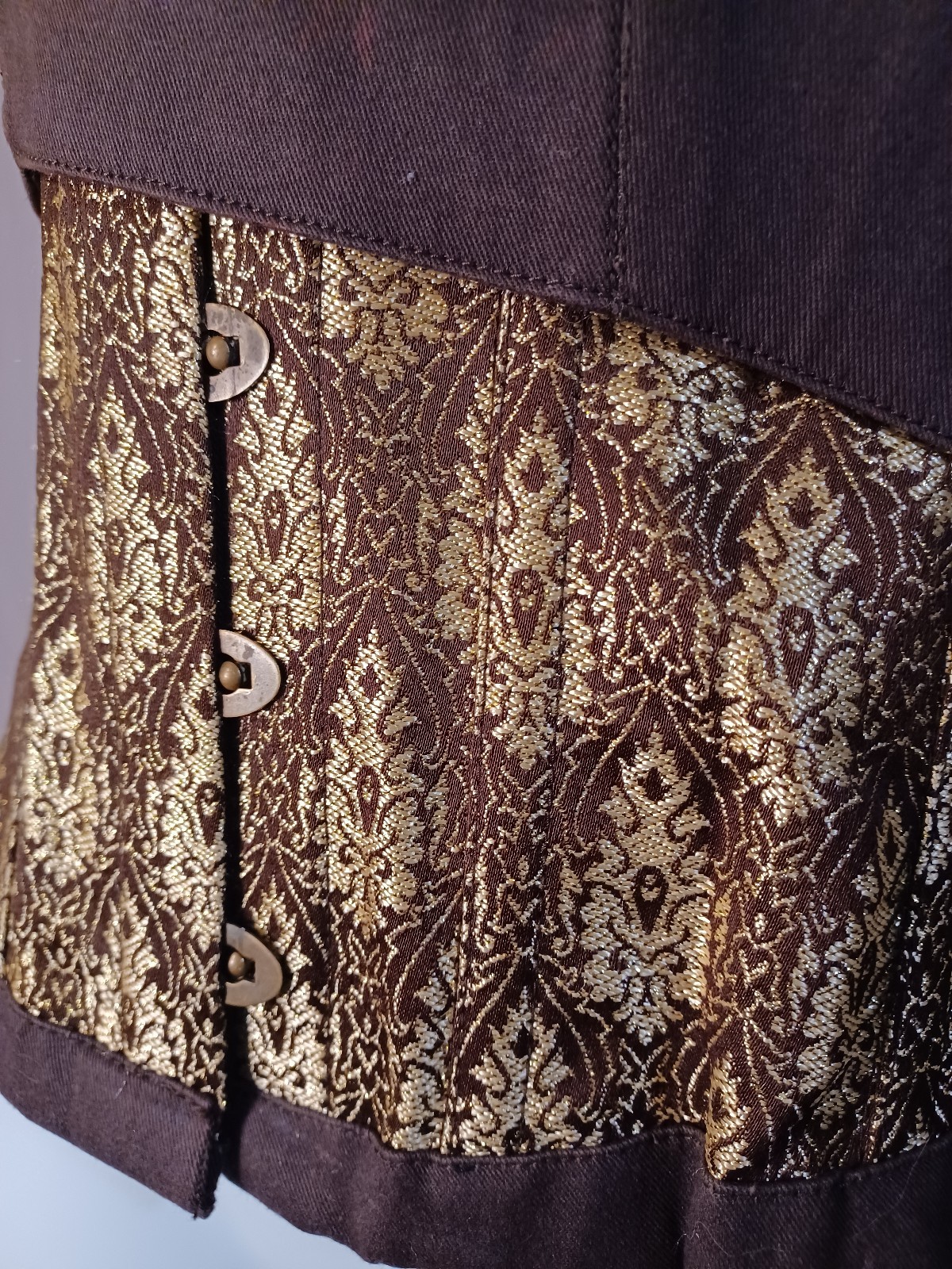 HOA Designs Waist Training Corset Steampunk Coffee Gold And Brown Barcade 32…