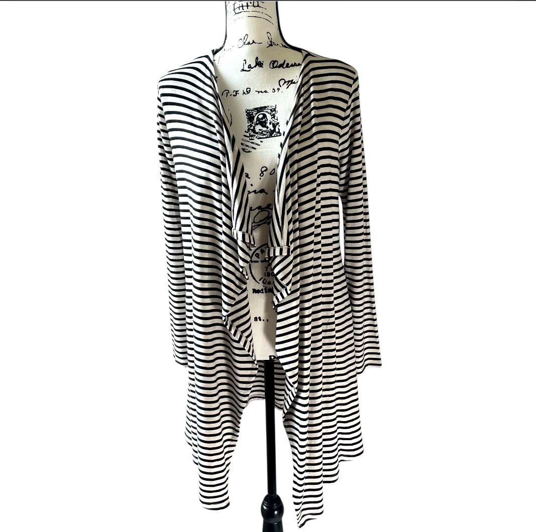 Soma Divine Terry Drape Front Wrap Coastal Stripe Heather Women’s Small