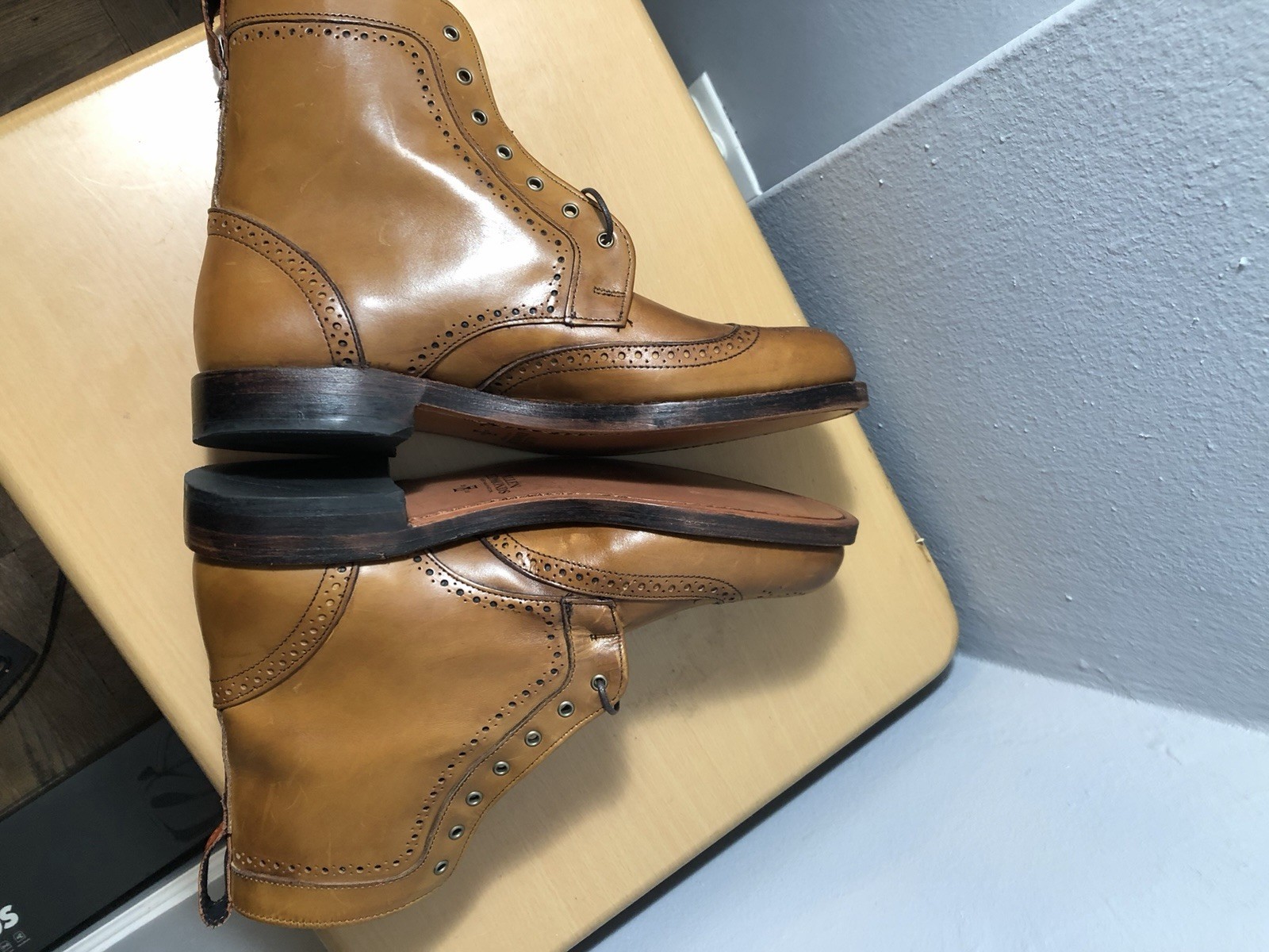 Allen Edmonds Dalton Walnut Brown Leather Wingtip Brogue Men 8.5 3E EEE New